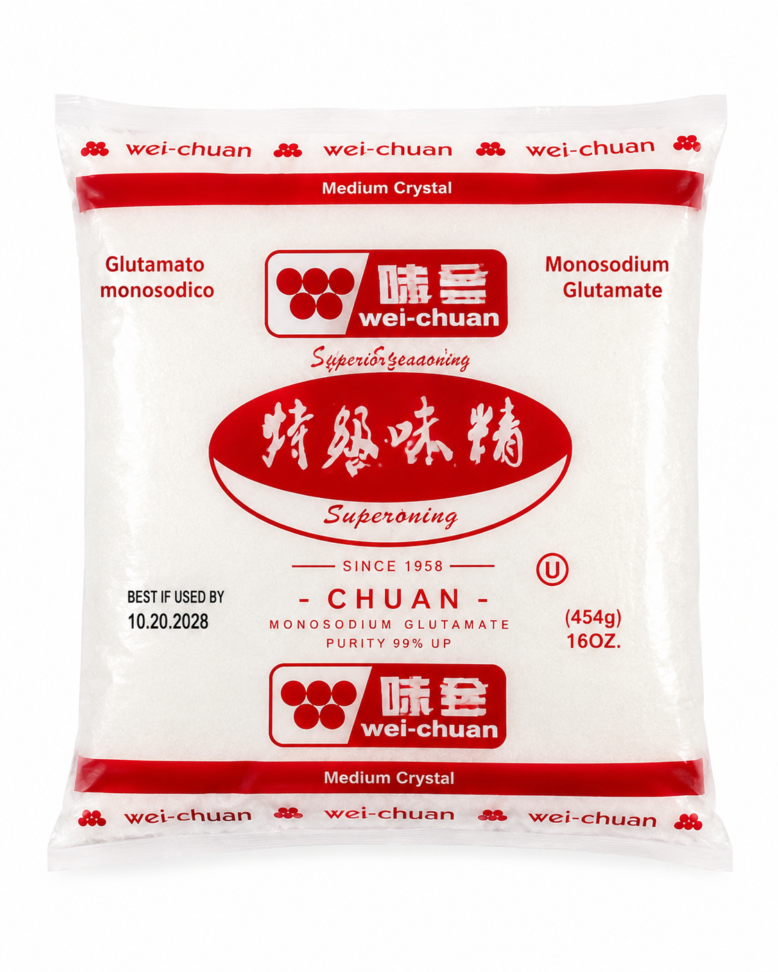 Wei-Chuan Monosodium Glutamate MSG Medium Crystal 16 oz