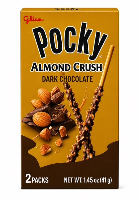 Glico Pocky Almond Crush Dark Chocolate Biscuit Sticks, 1.45 oz (41 g)