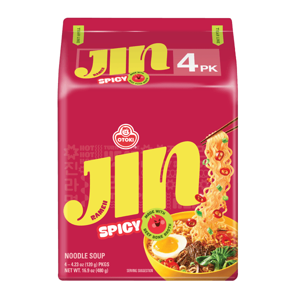 Jin Ramen Hot Instant Noodle Pack 4– 4.23 oz (120g) Spicy
