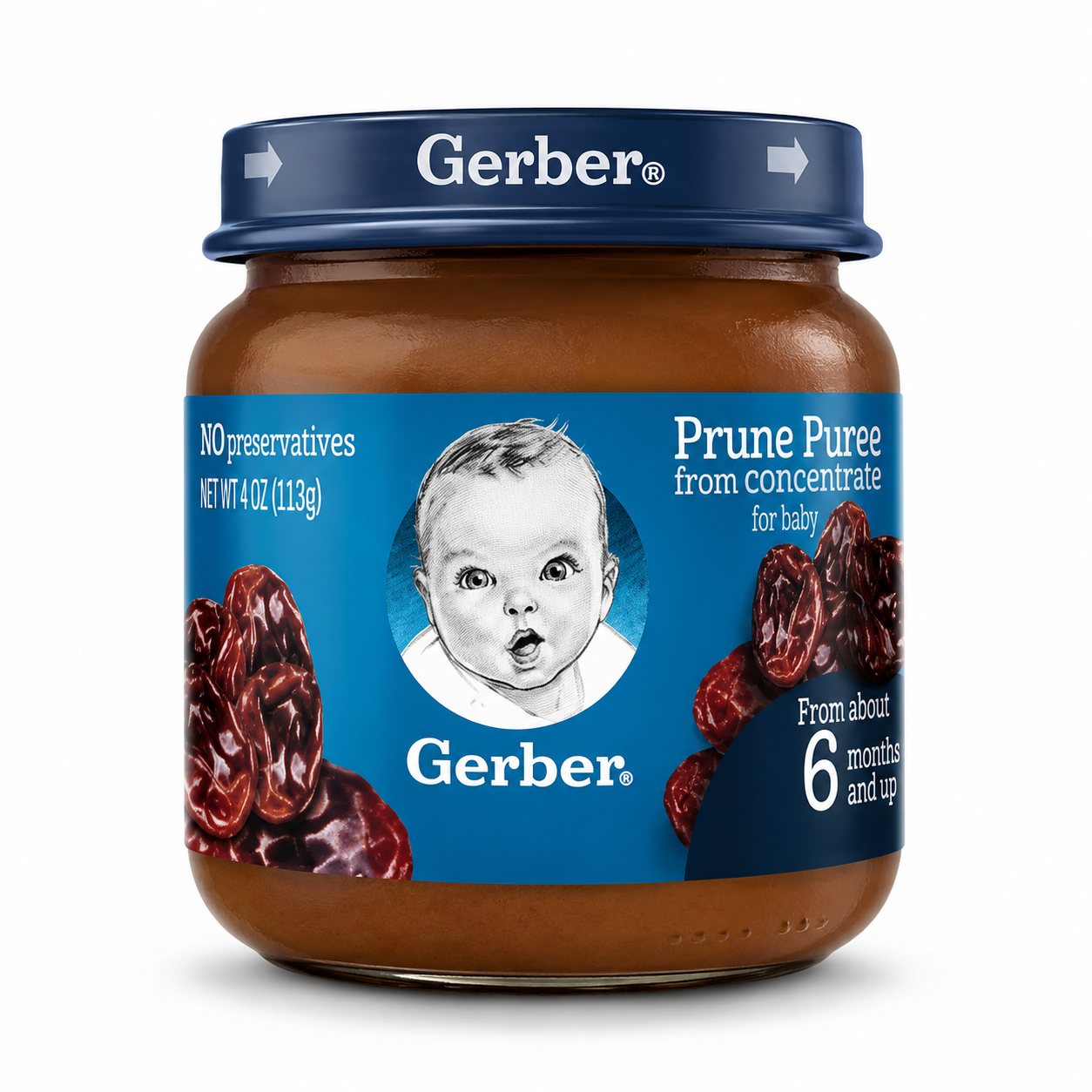 Gerber Prune Puree Baby Food 4 oz (113g) – From 6 Months