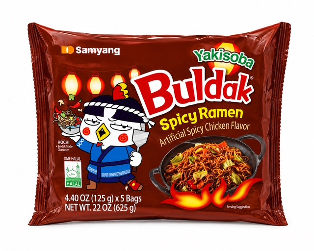 Samyang Buldak Yakisoba Spicy Ramen, 5 Pack, 22 oz (625 g)