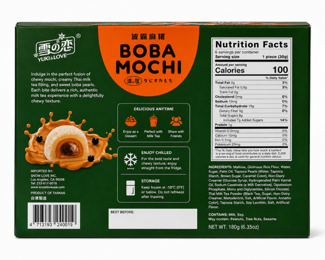 Yuki & Love Boba Mochi Thai Milk Tea 6.35 oz (180 g)