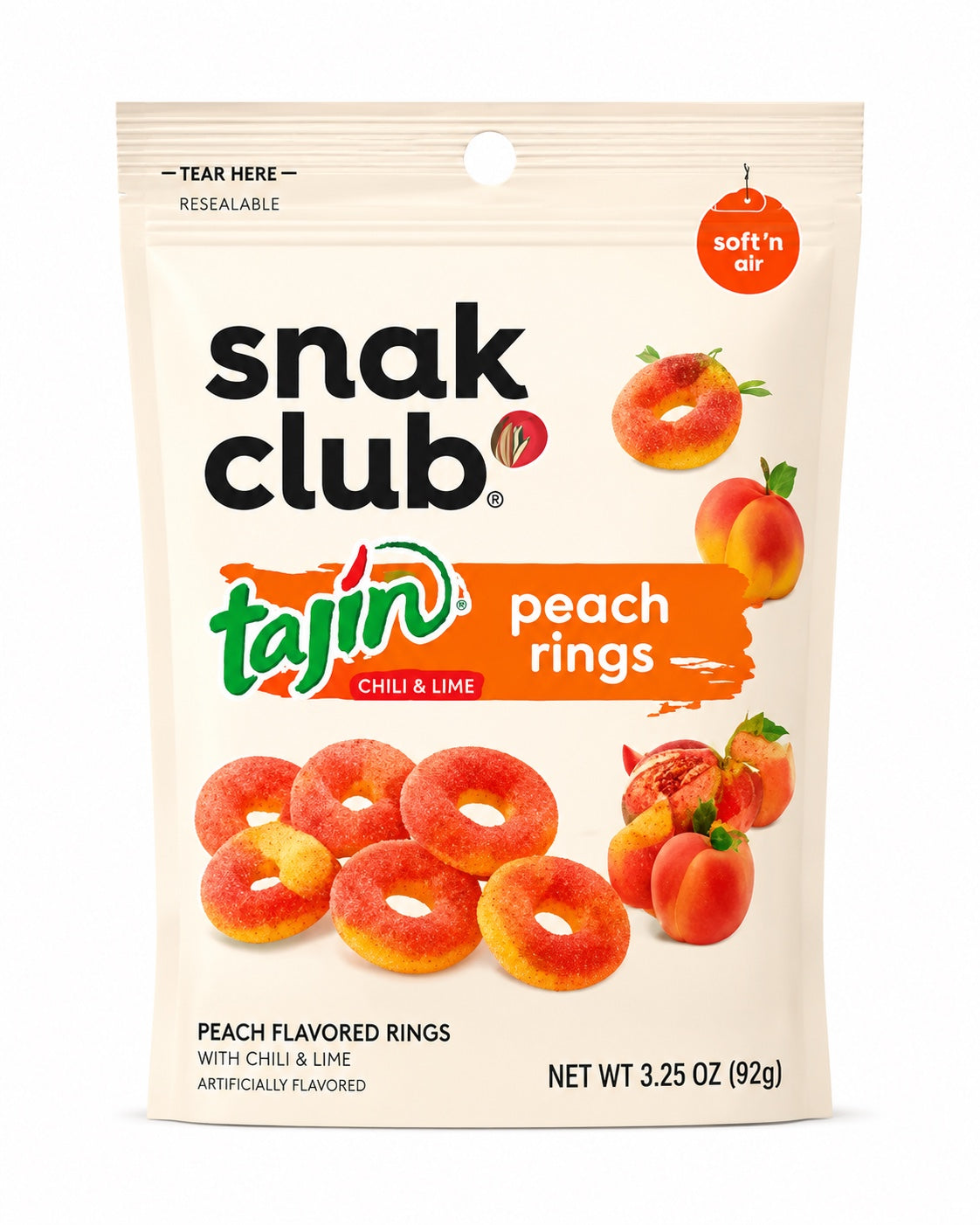 Snak Club Tajín Peach Rings, 3.25 oz