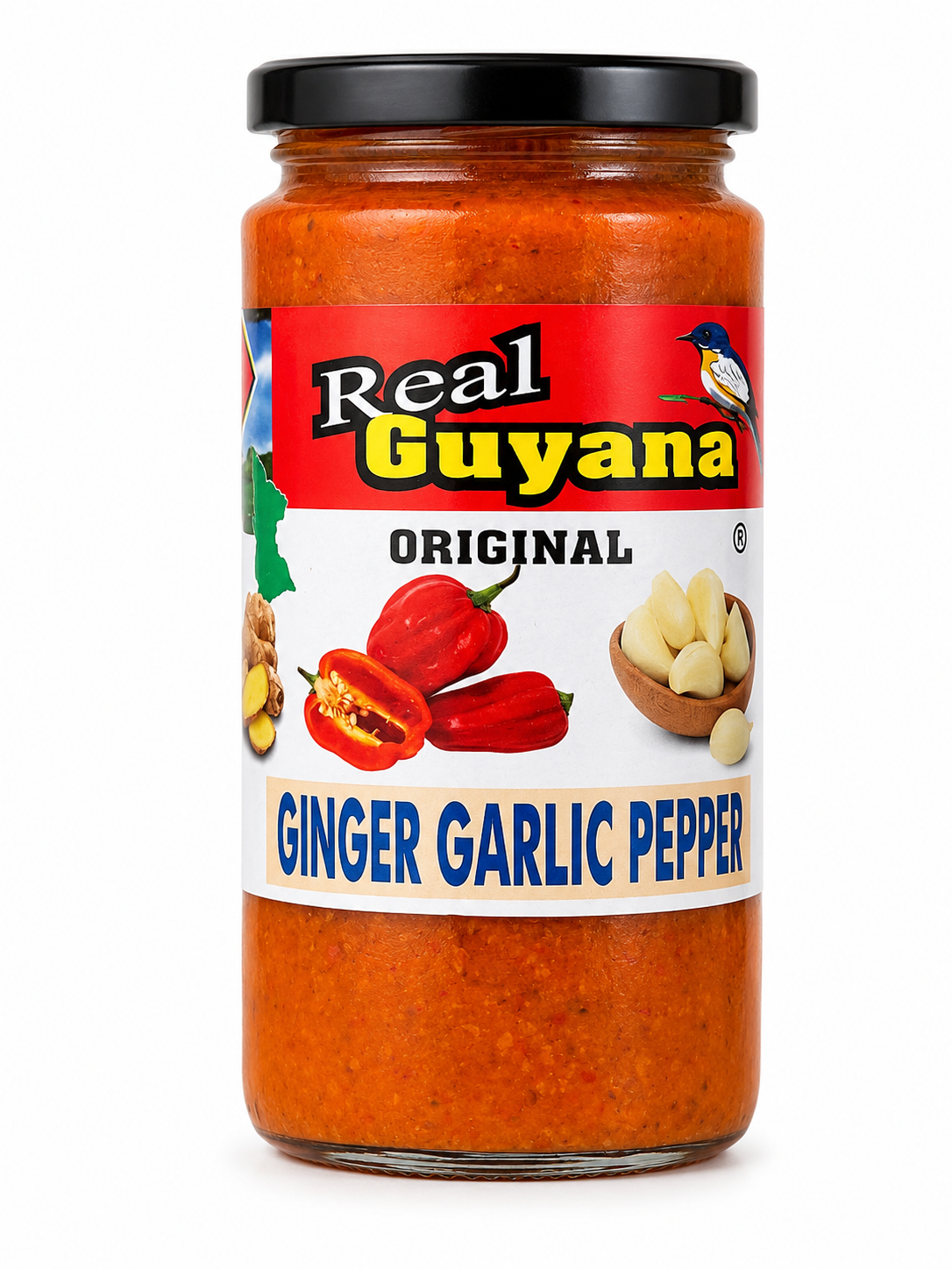 Real Guyana Original Ginger Garlic Pepper Sauce 12 oz
