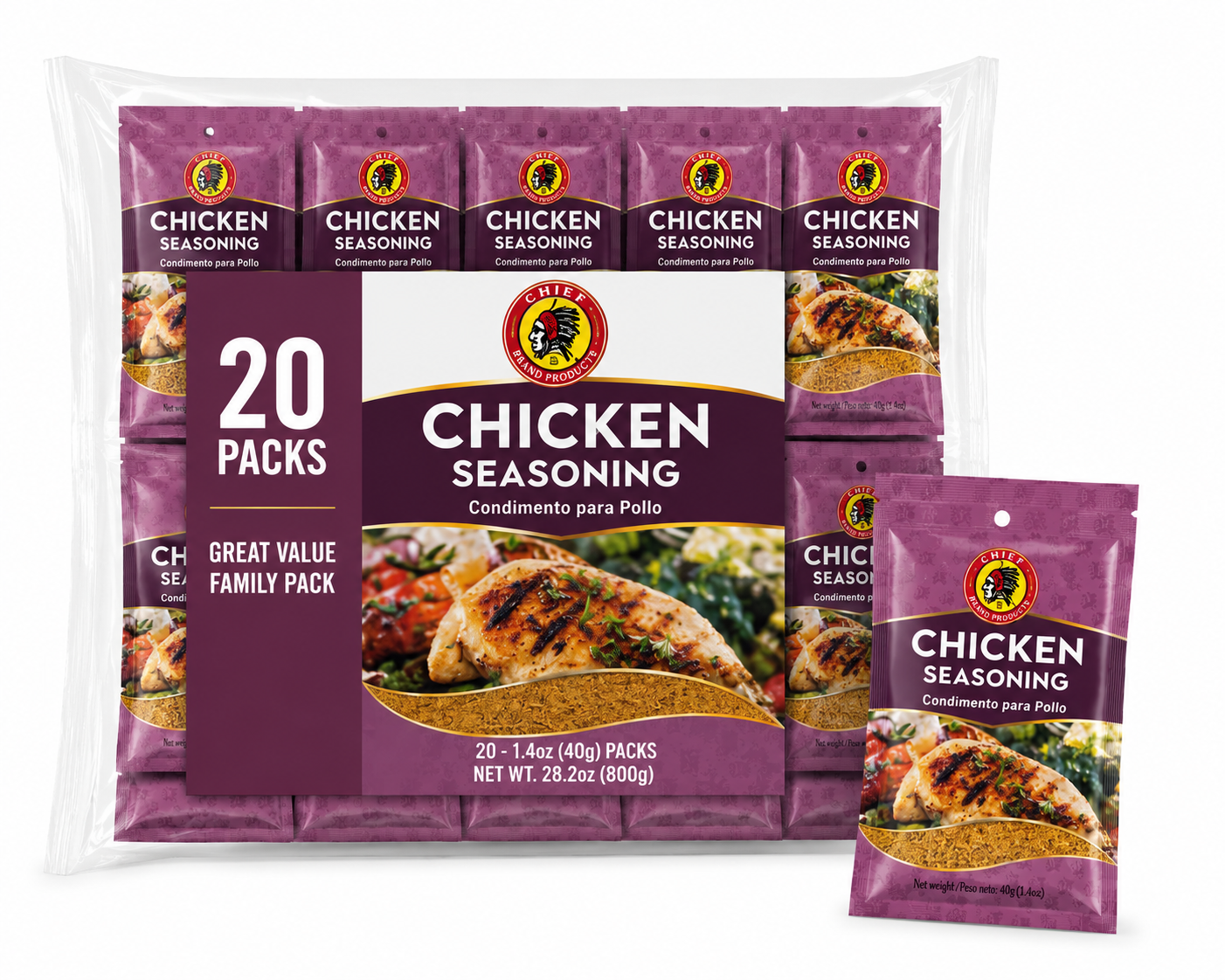 Chief Chicken Seasoning Family Pack - 20 Packs | 28.2 oz product image