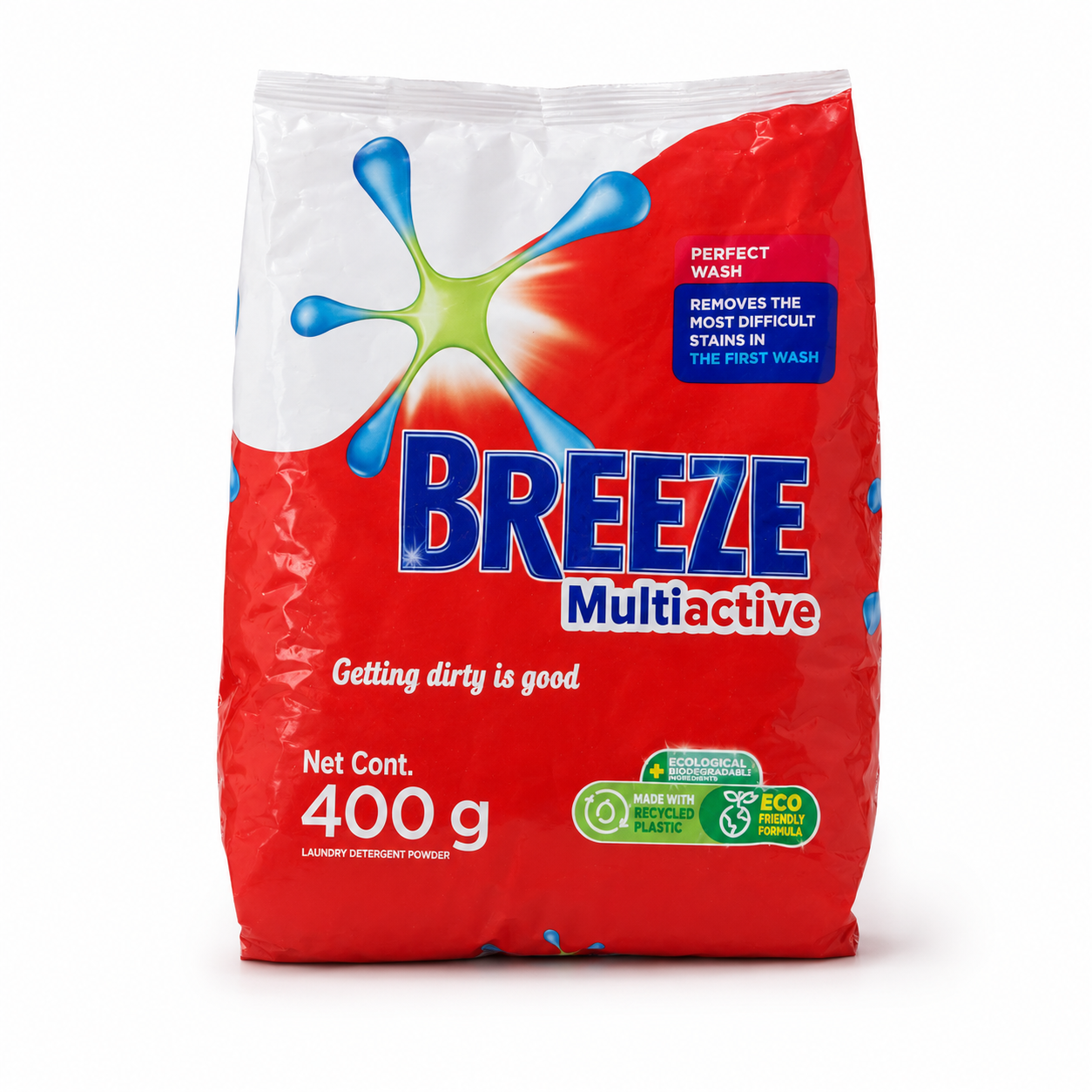Breeze Multiactive Laundry Detergent Powder 400 g on a white background