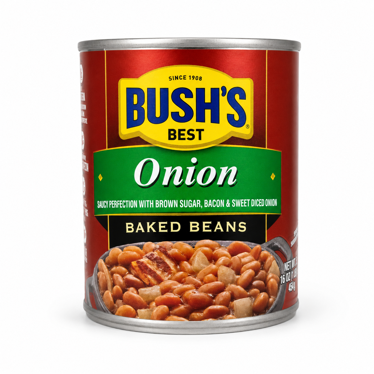 Bush's Best Onion Baked Beans product package on a white background