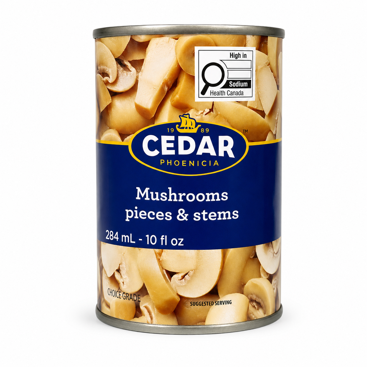 Cedar Mushrooms Pieces & Stems 10 oz product package on a white background