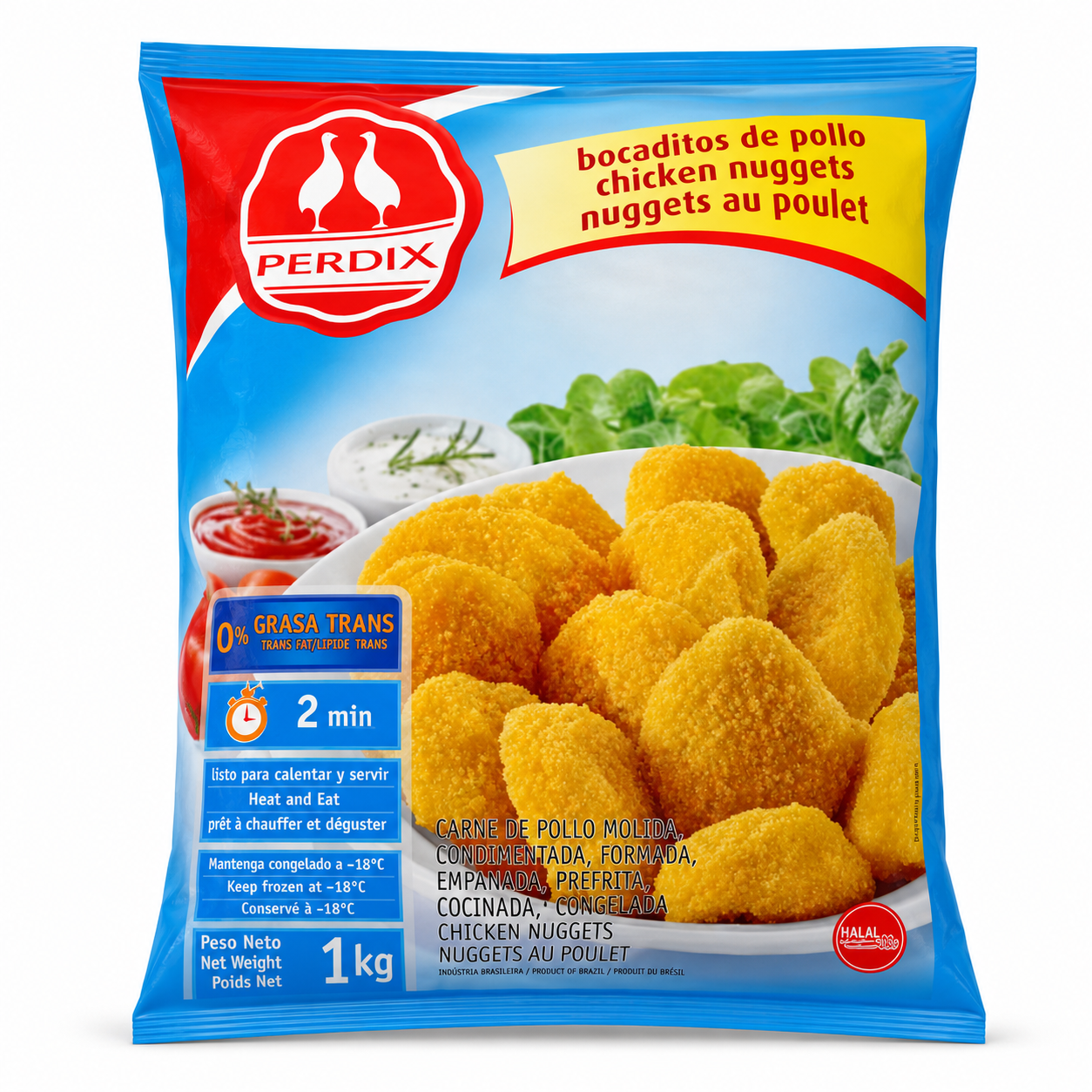Perdix Chicken Nuggets 1kg product package on white background
