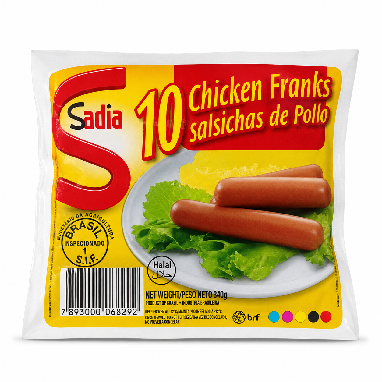 Sadia Chicken Franks 10 Count 340g product package on white background