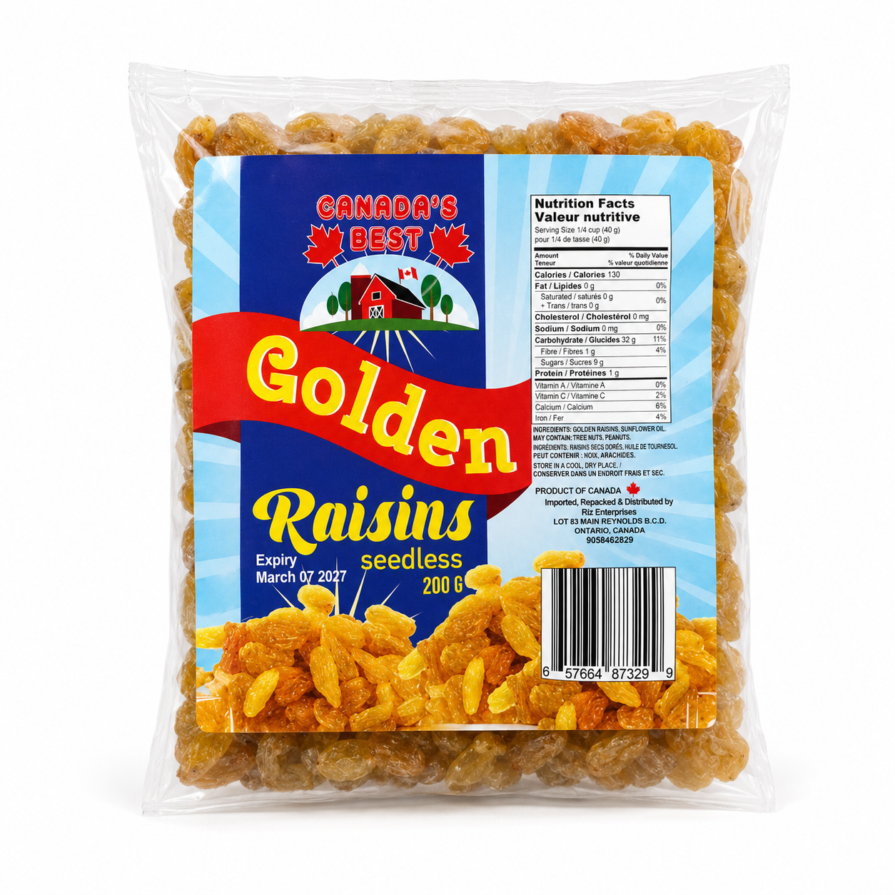 Canada's Best Golden Seedless Raisins 200 g product image on a white background