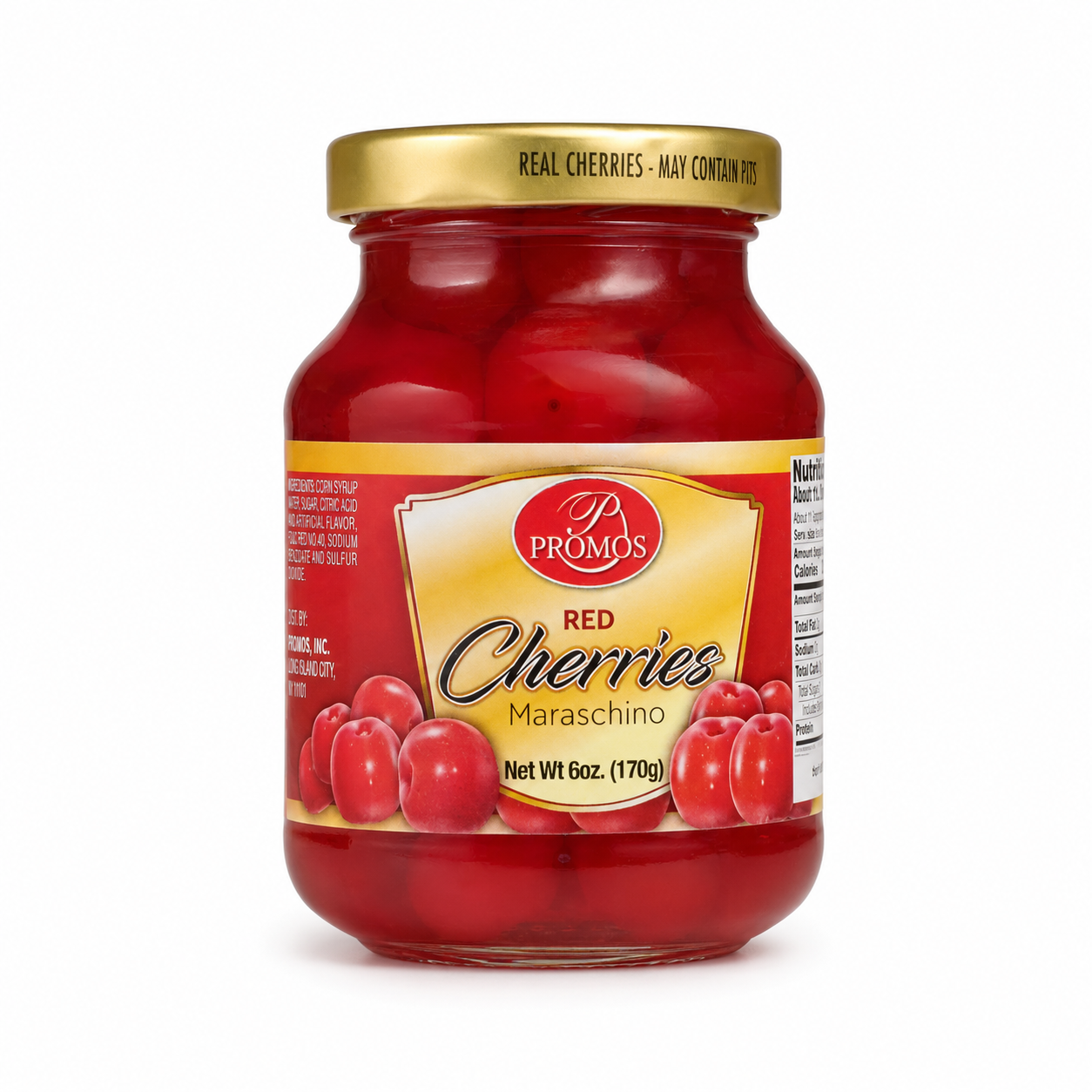 Promos Red Maraschino Cherries 6 oz (170 g) product image on a white background