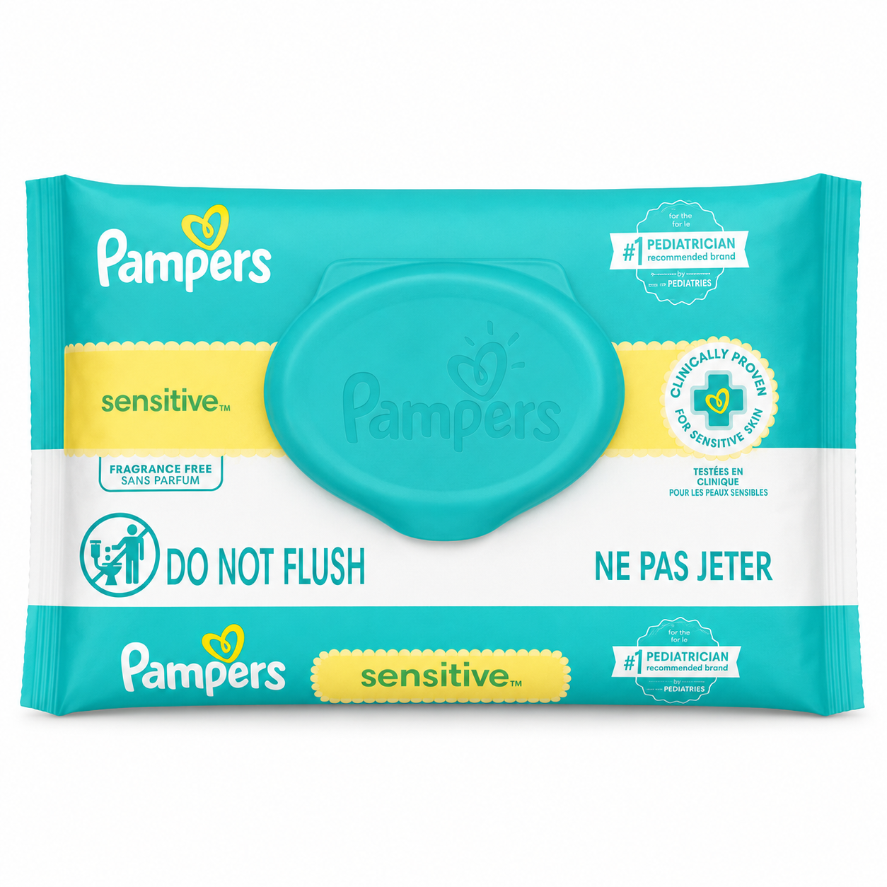 Pampers Sensitive Fragrance-Free Baby Wipes product image on a white background