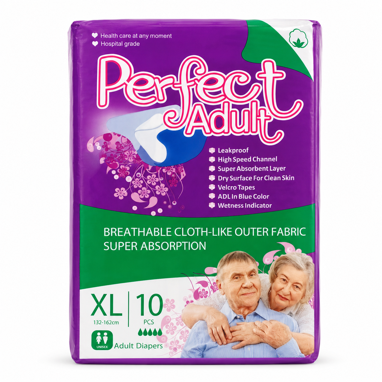 Perfect Adult Diapers XL - 10 Count product image on a white background