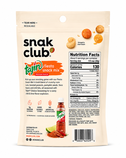 Snak Club Tajín Fiesta Snack Mix Hot Chili & Lime, 3.25 oz (92 g)