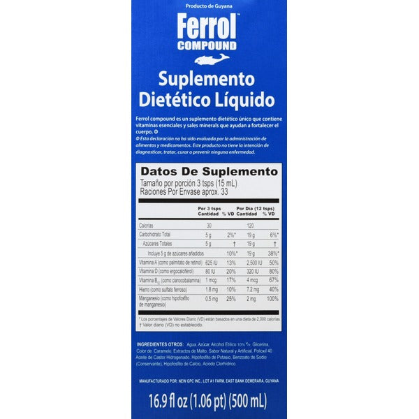 Ferrol Compound Liquid Dietary Supplement 16.9 fl oz | Iron Vitamin Support