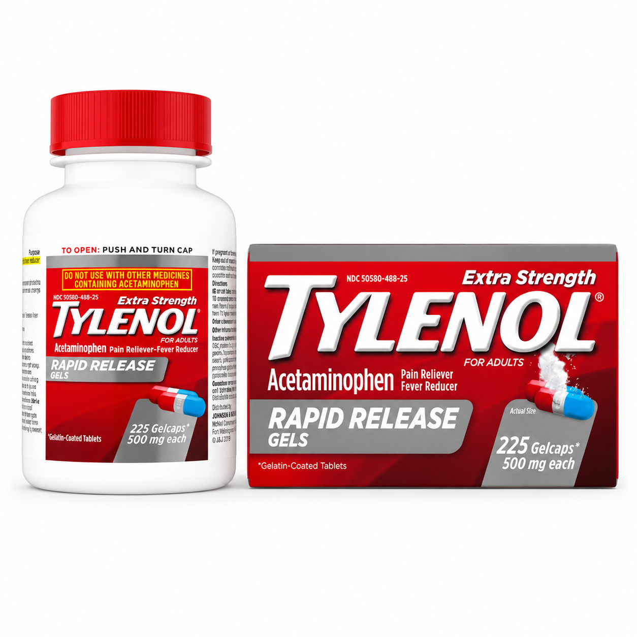Tylenol Extra Strength Rapid Release Gels 500 mg – 225 Gelcaps