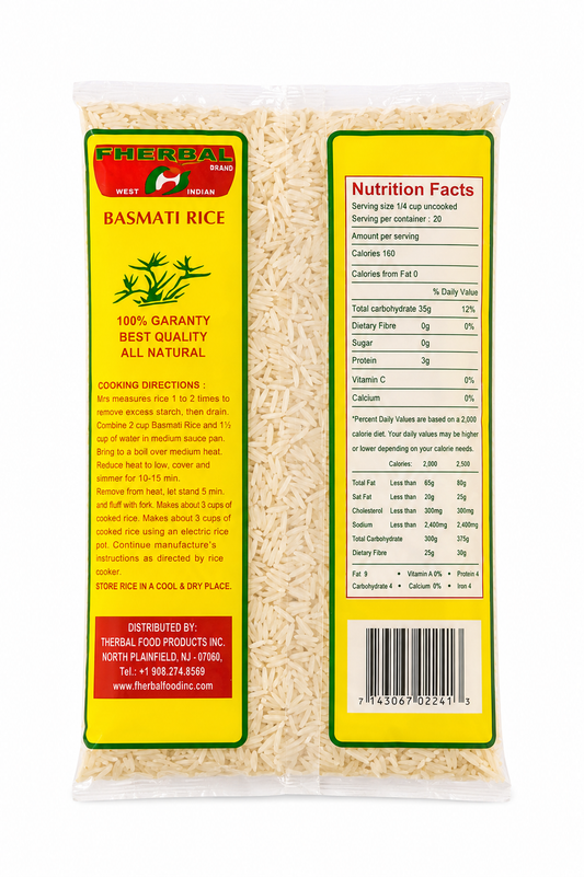 Fherbal Brand West Indian Basmati Rice 4 lb