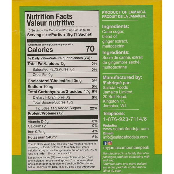 Jamaica Mountain Peak Ginger Tea, with Cane Sugar 0.63 oz