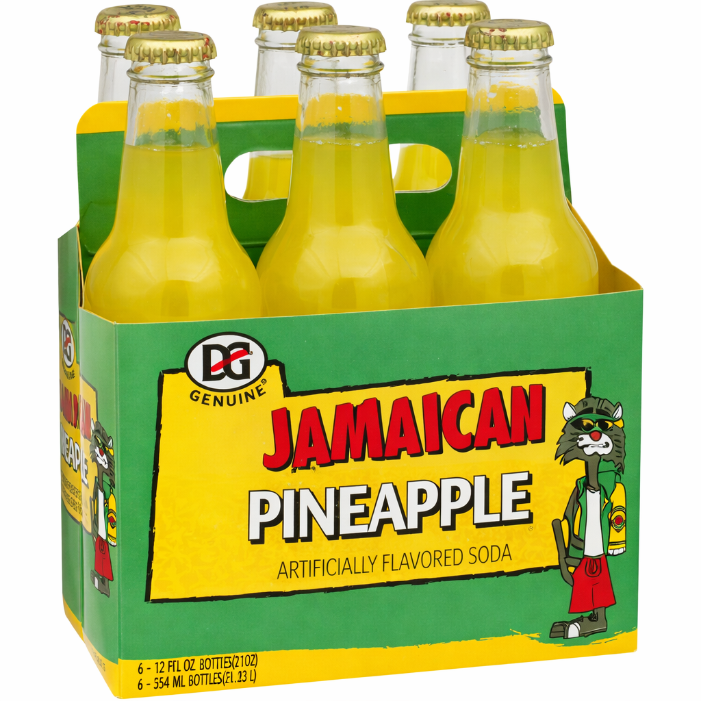 DG Genuine Jamaican Pineapple Soda – 6 Pack (12 fl oz Bottles)