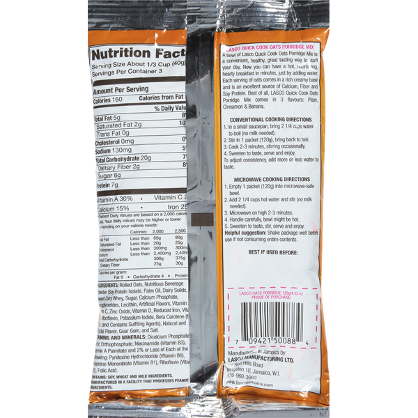 LASCO Quick Cook Oats Porridge Mix – Cinnamon, 4.2 oz