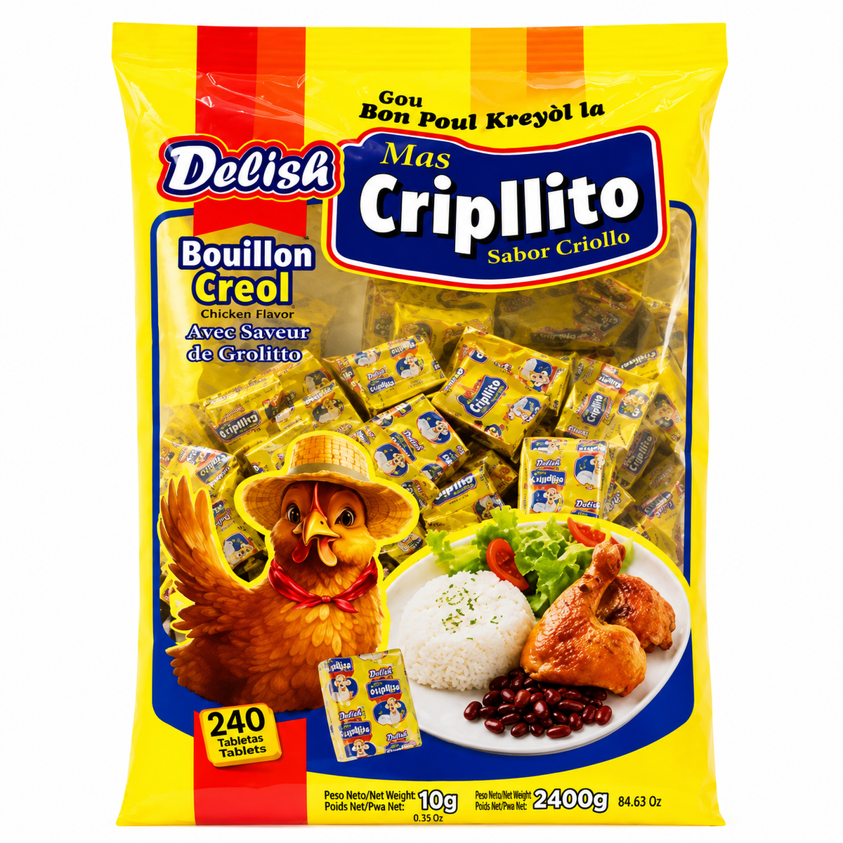 Delish Mas Cripllito Bouillon Creol Cubes – 240 Cubes (84.65 oz / 2400 g)