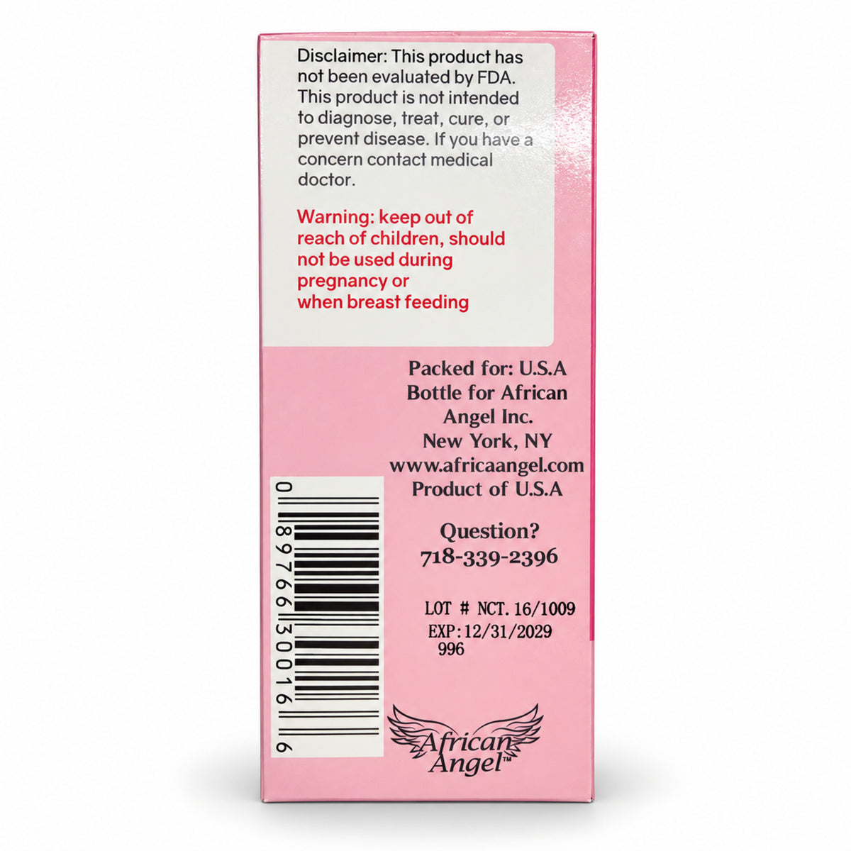 African Angel Cholesterol Tonic Plus 16 oz warning panel