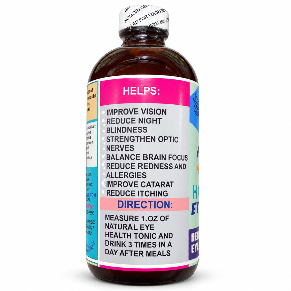 African Angel Herbal Eye Health Tonic 16 oz directions view