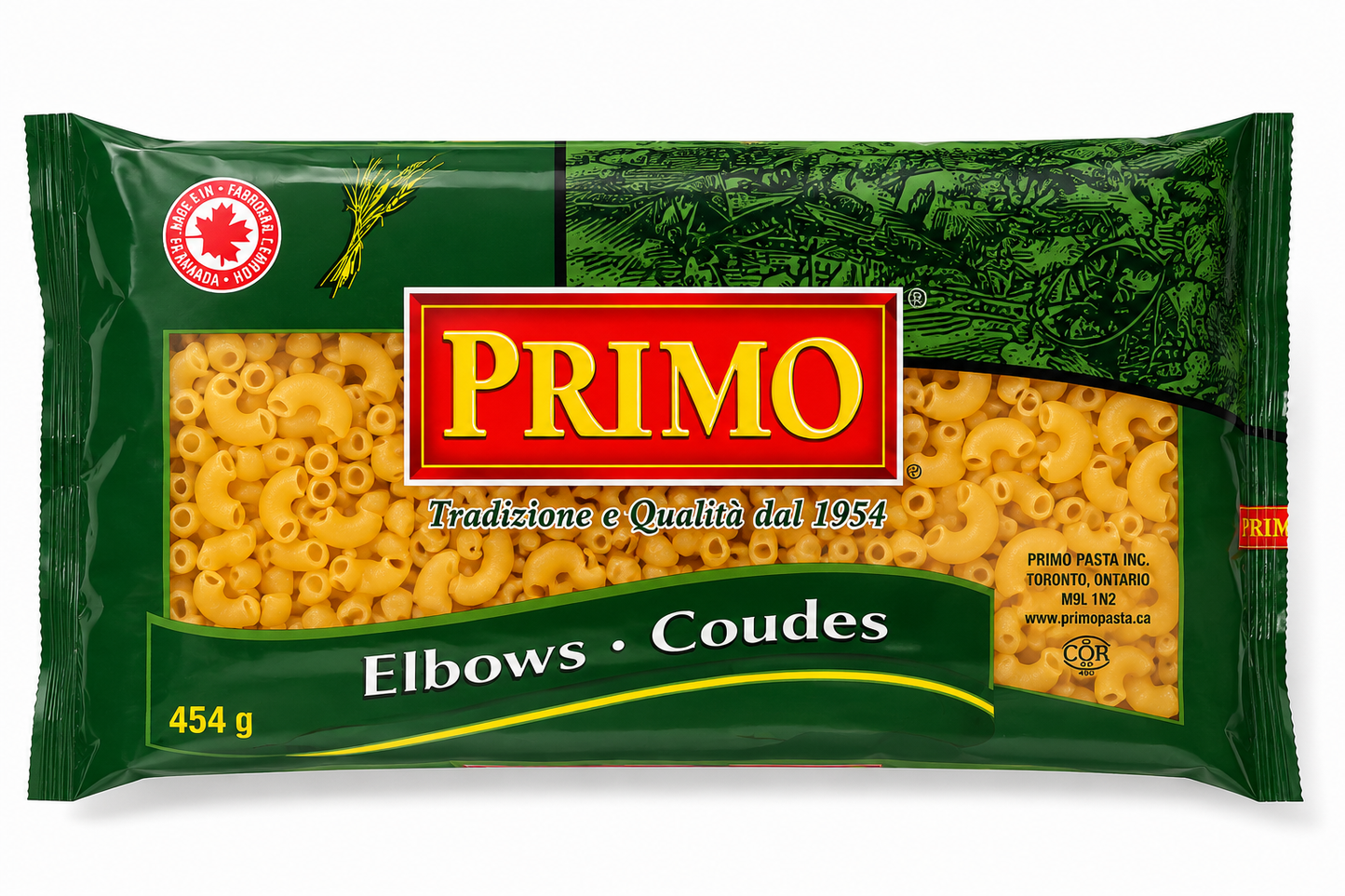 Primo Elbows (Coudes) Macaroni Pasta 454g (16 oz)