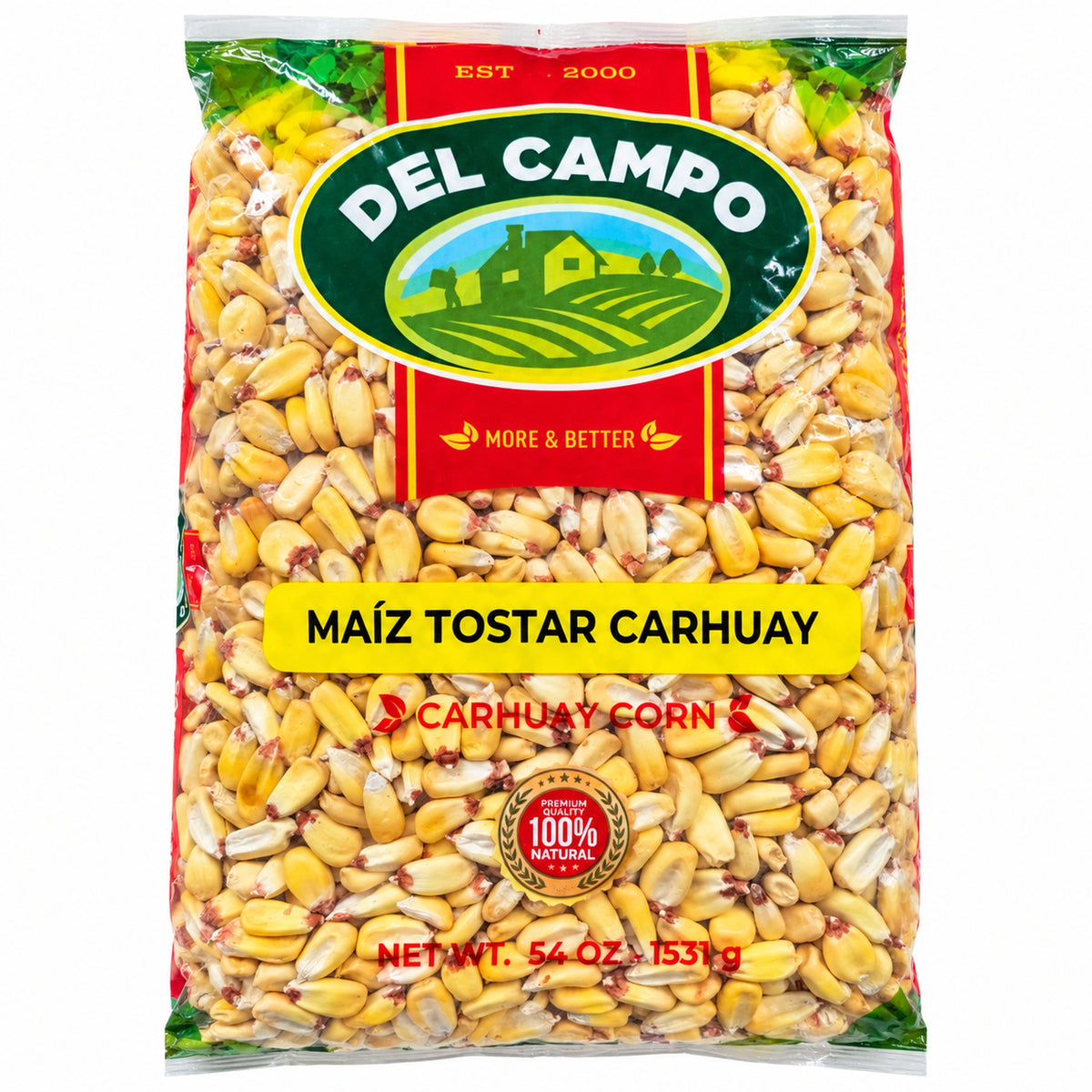 Del Campo Carhuay Corn 54 oz front packaging on white background
