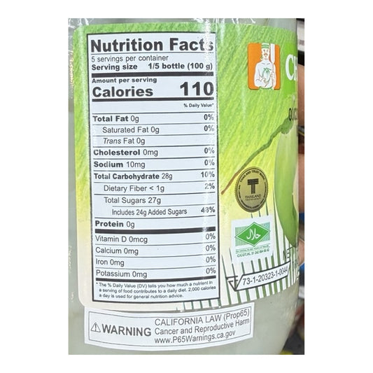 coconut nutrition original product label detail