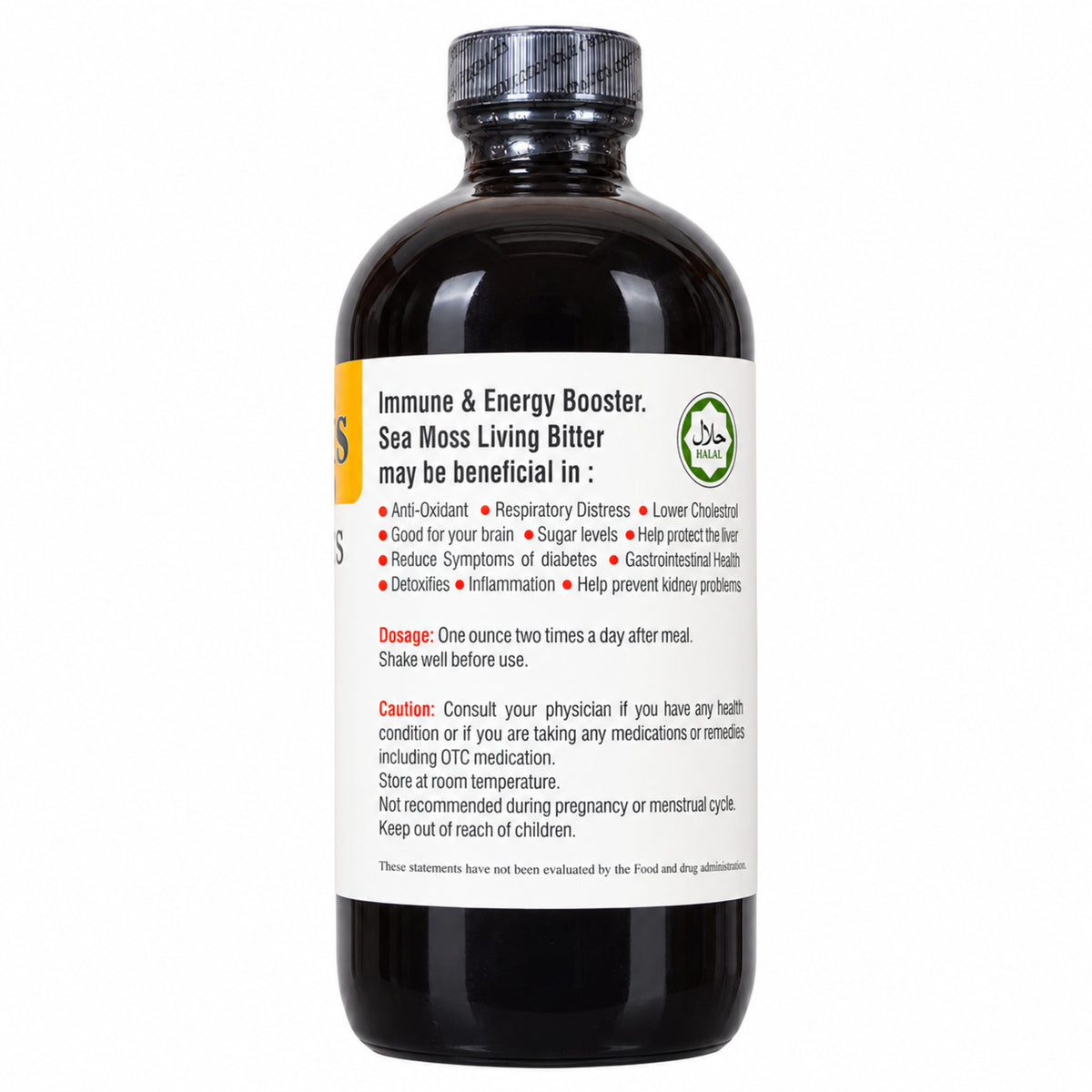 Herboganic Sea Moss Living Bitters 16 oz – directions and caution