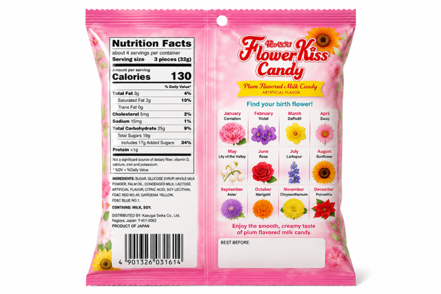 Flower Kiss Plum Flavored Milk Candy 4.54 oz