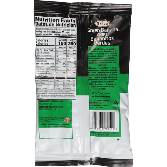 Grace Green Banana Chips, Salted 2.5 oz