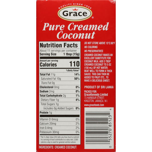 Grace Creamed Coconut, Pure, Classic 6 oz