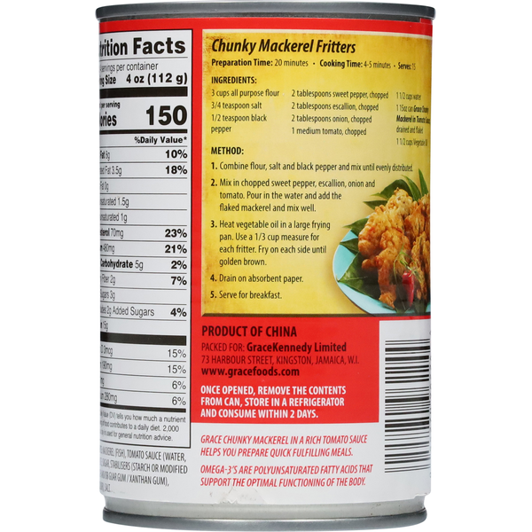 Grace Chunky Mackerel in Tomato Sauce 15 oz