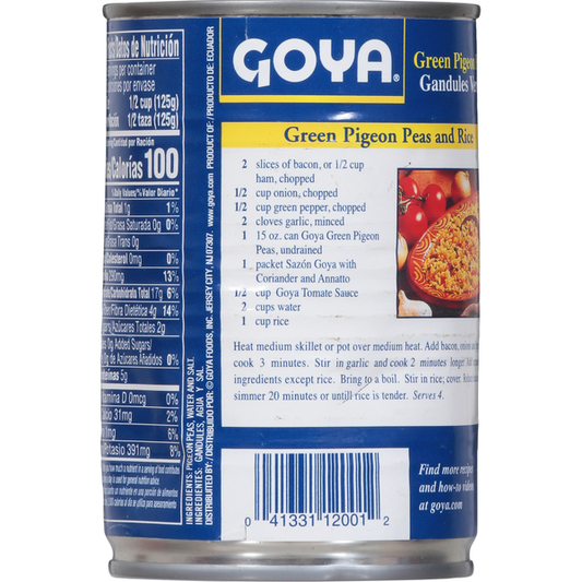 Goya Green Pigeon Peas Gandules Verdes 15 oz image 2