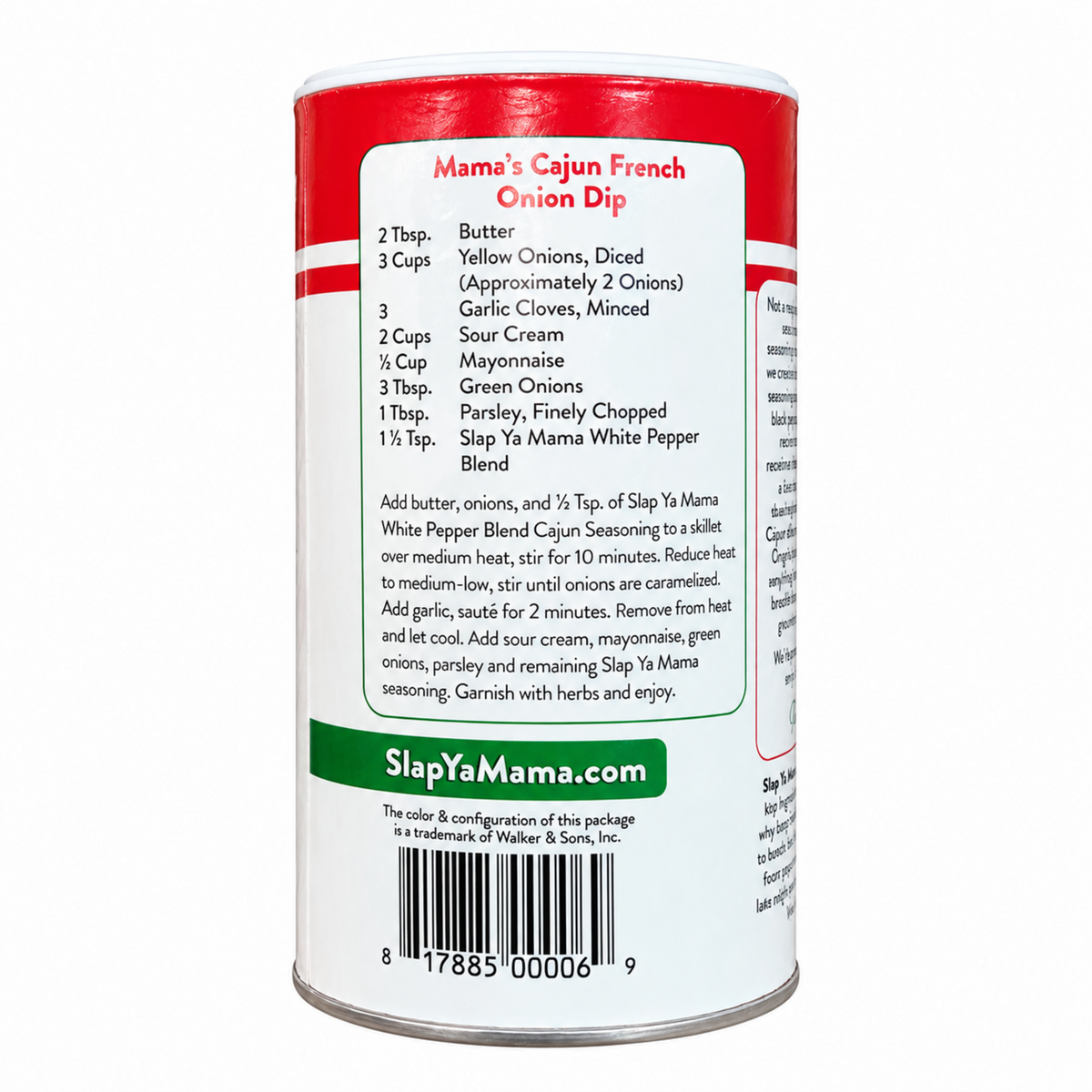 Slap Ya Mama White Pepper Blend 8 oz – recipe and barcode