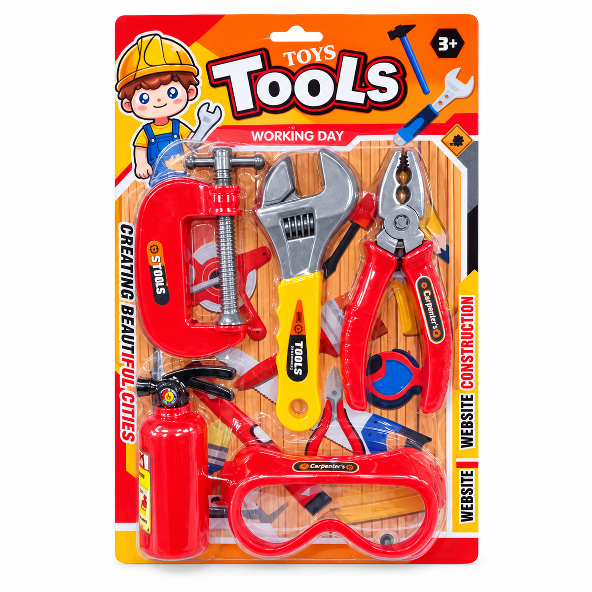Working Day Pretend Tool Set with Toy Goggles – retail packaging
