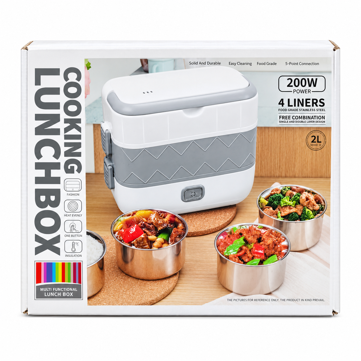 Electric Cooking Lunchbox 2L – 200W, 4 Stainless Steel Liners