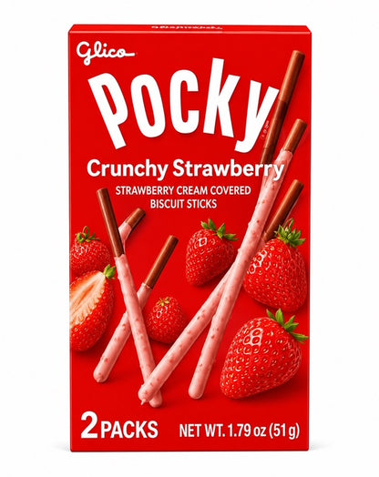 Glico Pocky Crunchy Strawberry Biscuit Sticks, 1.79 oz