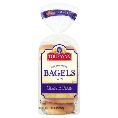 Toufayan Classic plain Bagels 6 Count