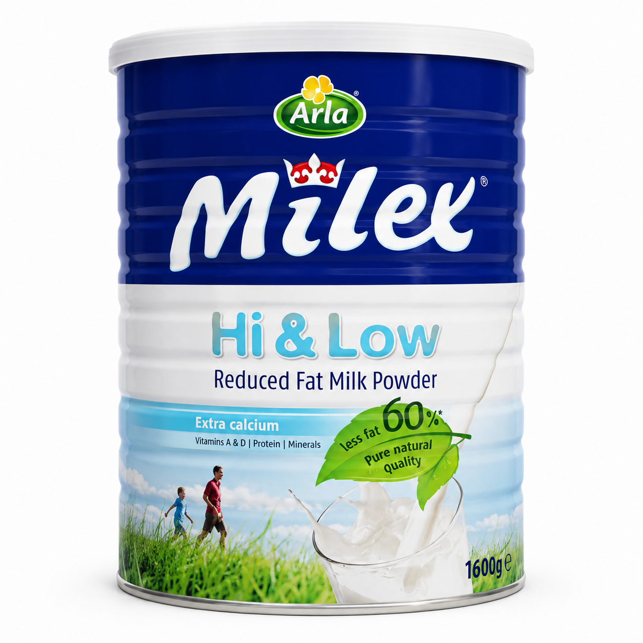 Arla Milex Hi & Low Reduced Fat Milk Powder 1600g – Extra Calcium, Vitamin D, 60% Less Fat