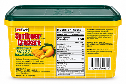 Croley Sunflower Mango Cream Sandwich Crackers, 28.3 oz (800 g)