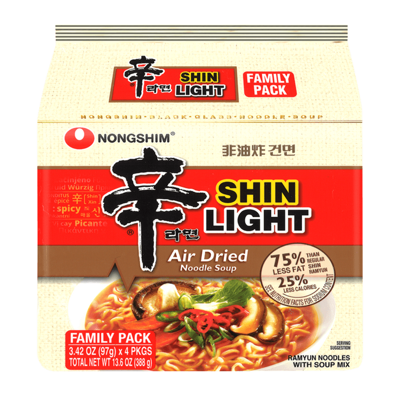Nongshim Air Dried Shin Ramen Light 4 Pack 3.4 oz / 97g Each