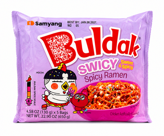 Samyang Buldak Swicy Sweet & Spicy Ramen, 5 Pack, 22.9 oz (650 g)