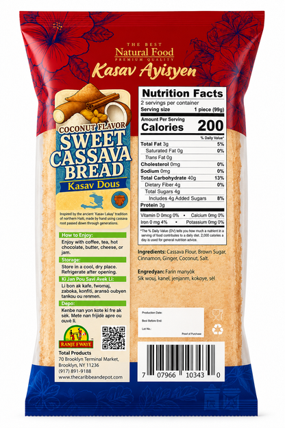Coconut Flavor Sweet Cassava Bread (Kasav Dous) – 7 oz (198 g)