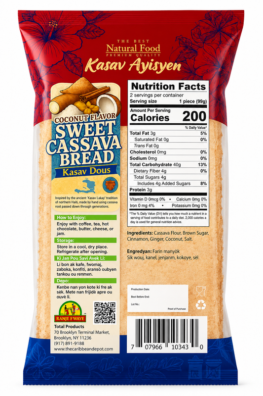 Coconut Flavor Sweet Cassava Bread (Kasav Dous) – 7 oz (198 g)