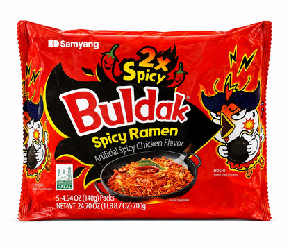 Samyang Buldak 2X Spicy Ramen, 5 Pack, 24.7 oz (700 g)