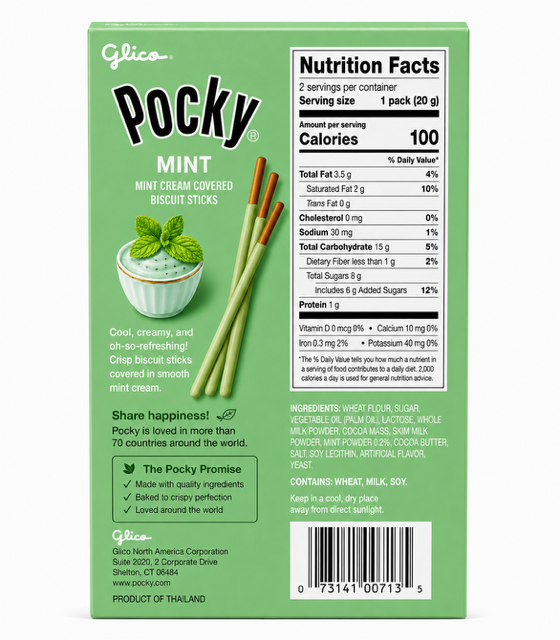 Glico Pocky Mint Biscuit Sticks, 1.41 oz